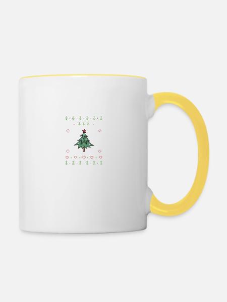 Arbre de Noël moche Noël - Mug contrasté - blanc/jaune