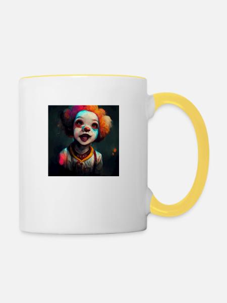 Cute & Creepy - Clown Jack - Tasse zweifarbig - Weiß/Gelb