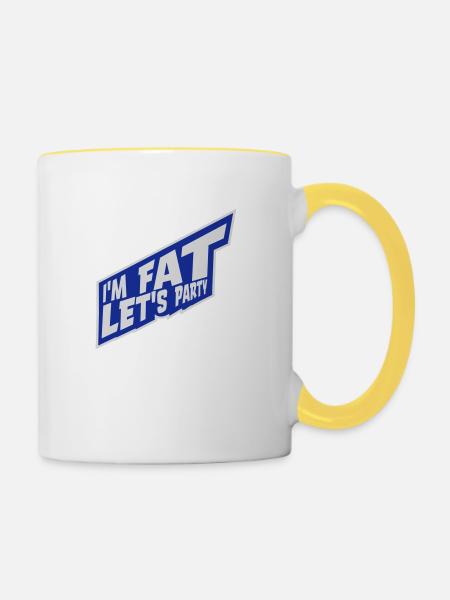 im fat lets party - Tasse zweifarbig - Weiß/Gelb