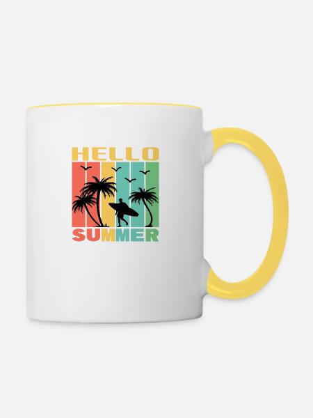 Hello Summer - Tasse zweifarbig - Weiß/Gelb
