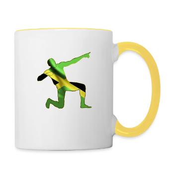 Jamaikanische Flagge Sportleichtathletik - Tasse zweifarbig - Weiß/Gelb - Rechts