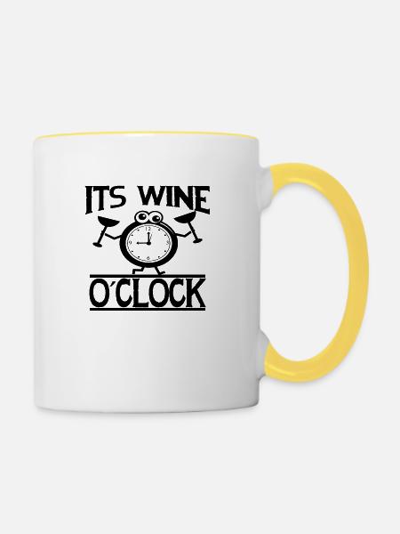 Its Wine o´ Clock - Tasse zweifarbig - Weiß/Gelb
