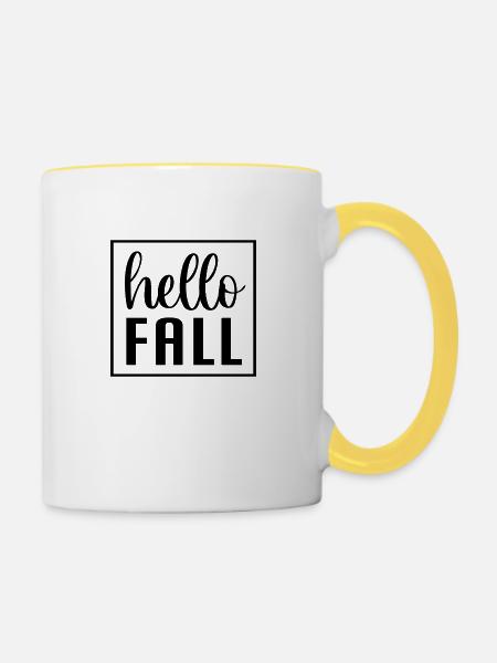 Hello Fall - Tasse zweifarbig - Weiß/Gelb