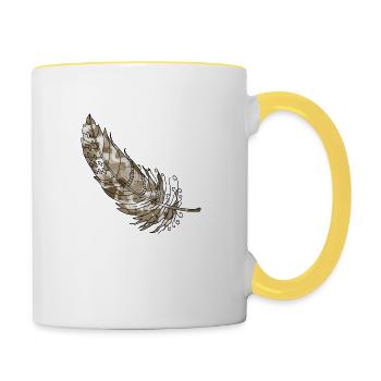 Feder - Tasse zweifarbig - Weiß/Gelb - Rechts