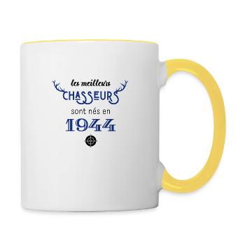 Anniversaire chasseur 1944 - Mug contrasté - blanc/jaune - Droite