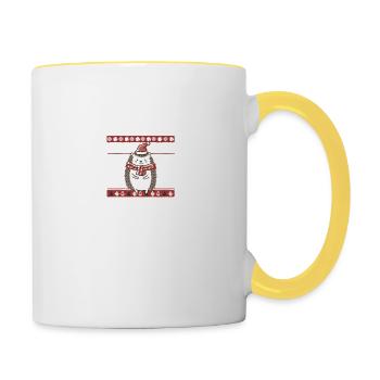 Hérissons Noël - Mug contrasté - blanc/jaune - Droite