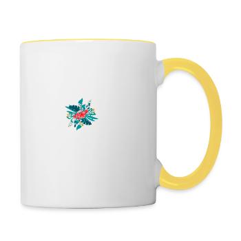 Buchstabe A blumig - Tasse zweifarbig - Weiß/Gelb - Rechts