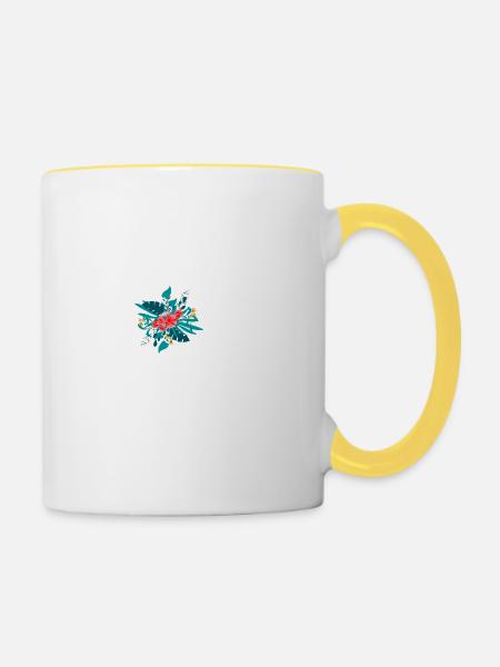 Buchstabe A blumig - Tasse zweifarbig - Weiß/Gelb