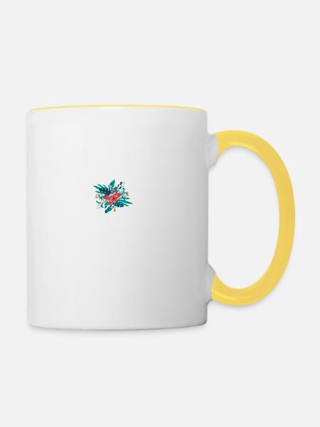 Buchstabe B geblüht - Tasse zweifarbig - Weiß/Gelb