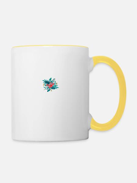 Buchstabe F geblüht - Tasse zweifarbig - Weiß/Gelb