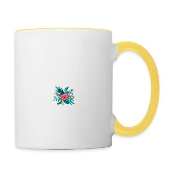 Buchstabe O Blüte - Tasse zweifarbig - Weiß/Gelb - Rechts