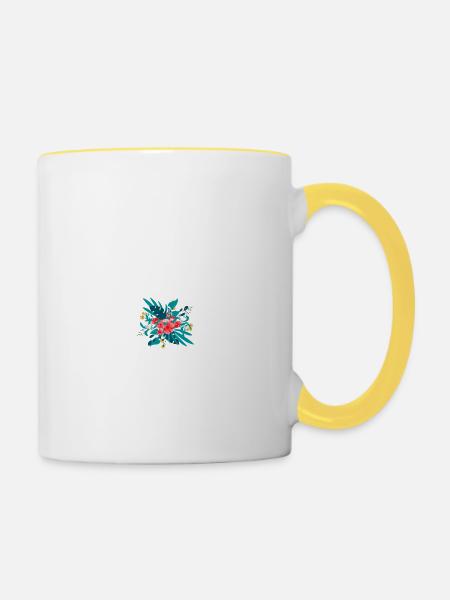 Buchstabe O Blüte - Tasse zweifarbig - Weiß/Gelb