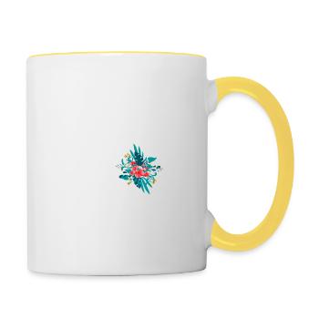 letter U flowered - Contrasting Mug - white/yellow - Right