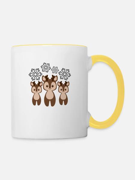 Schneefloke - Tasse zweifarbig - Weiß/Gelb