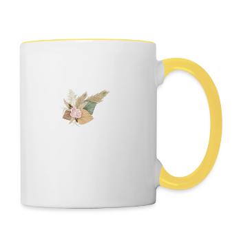 blumiger Buchstabe K - Tasse zweifarbig - Weiß/Gelb - Rechts