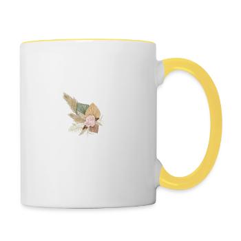 Buchstabe M Blumen - Tasse zweifarbig - Weiß/Gelb - Rechts