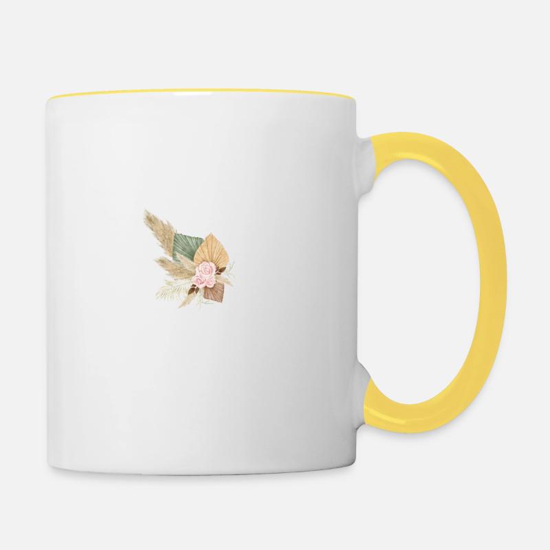 Buchstabe M Blumen - Tasse zweifarbig - Weiß/Gelb