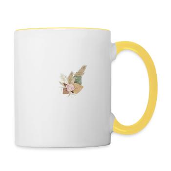 lettre N fleuris - Mug contrasté - blanc/jaune - Droite