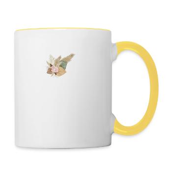 Buchstabe R Blumen - Tasse zweifarbig - Weiß/Gelb - Rechts