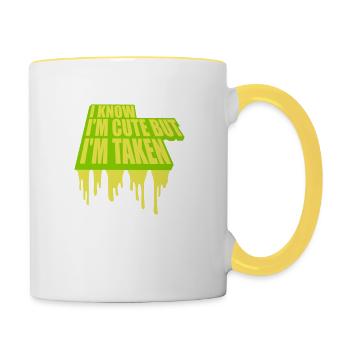 citation mignonne mais prise - Mug contrasté - blanc/jaune - Droite