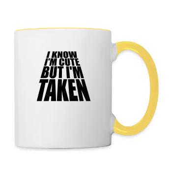 citation mignonne mais prise - Mug contrasté - blanc/jaune - Droite