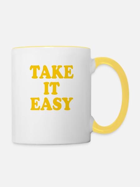 Take it easy - Tasse zweifarbig - Weiß/Gelb