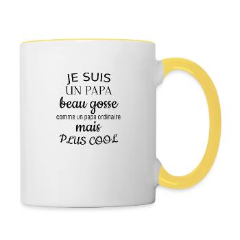 je suis un papa beau gosse - Mug contrasté - blanc/jaune - Droite