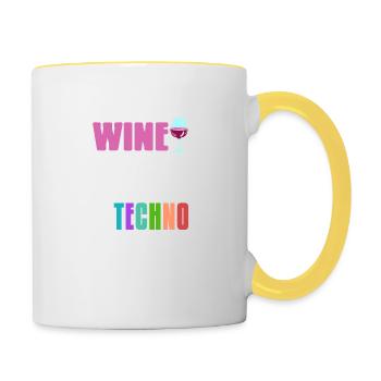 Wine & Techno Awesome Retro Techno Designs - Mug contrasté - blanc/jaune - Droite