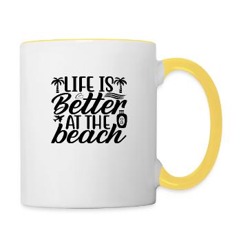 Life is better at the Beach - Contrasting Mug - white/yellow - Right