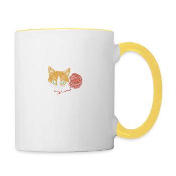 Cats And Yarn - Contrasting Mug - white/yellow - Right