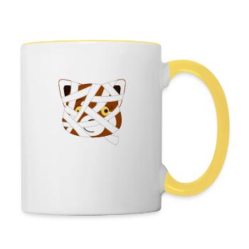 Red panda disguised as a mummy for Halloween - Contrasting Mug - white/yellow - Right