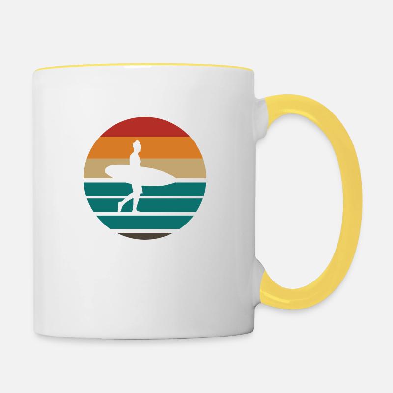 Surf Surfboard Surfer Idée Cadeau - Mug contrasté - blanc/jaune
