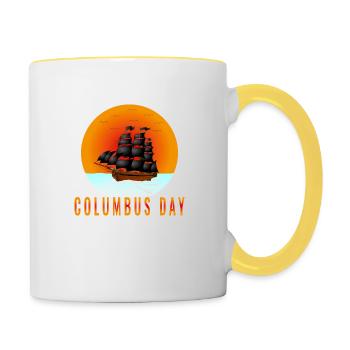 Jour de Christophe Colomb - Mug contrasté - blanc/jaune - Droite