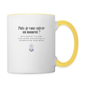 Tee-shirt drague rêve - Mug contrasté - blanc/jaune - Droite