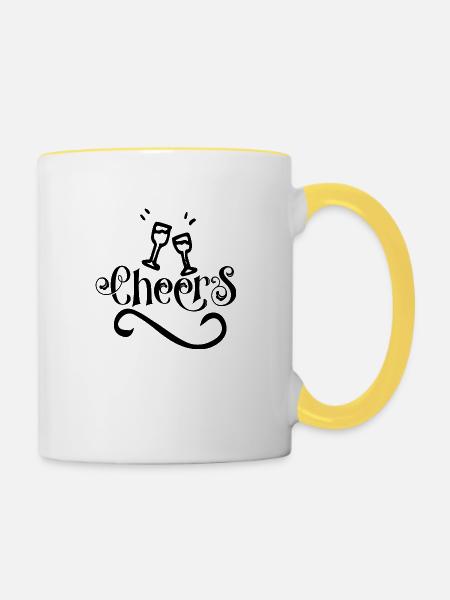 Cheers - Tasse zweifarbig - Weiß/Gelb