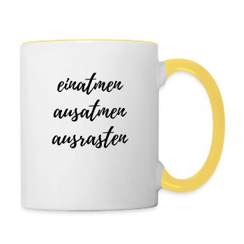einatmen ausatmen ausrasten - Tasse zweifarbig - Weiß/Gelb - Rechts