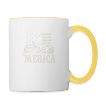 Motorcycle Biker T Shirt - Contrasting Mug - white/yellow - Right