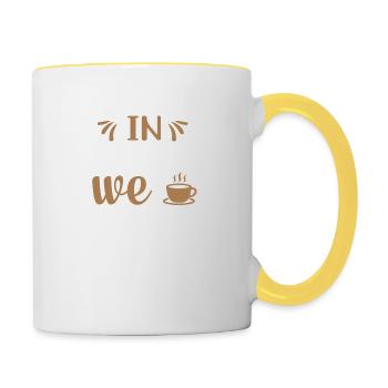 Dans le café, nous avons confiance - Mug contrasté - blanc/jaune - Droite