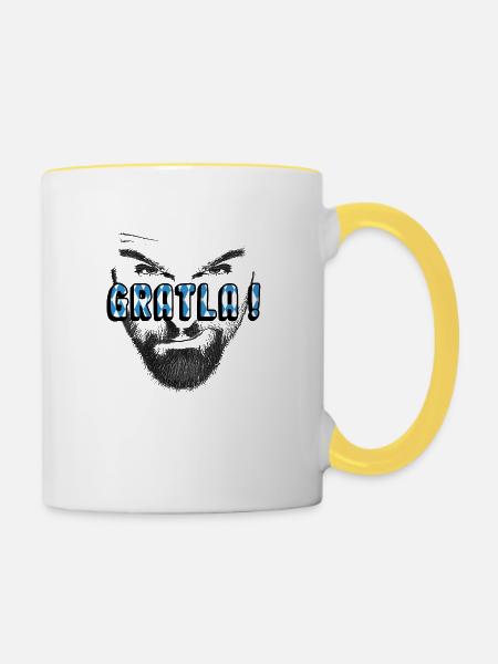 Gratla bayrisch dialekt - Tasse zweifarbig - Weiß/Gelb