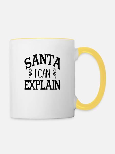 Santa i can Explain - Tasse zweifarbig - Weiß/Gelb