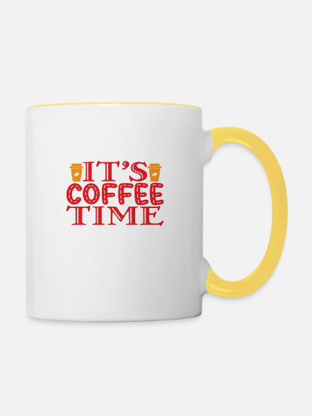 It´s Coffee Time - Tasse zweifarbig - Weiß/Gelb