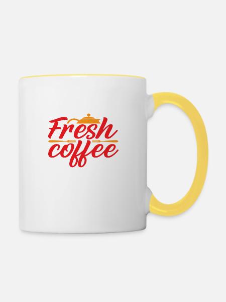 Fresh Coffee - Tasse zweifarbig - Weiß/Gelb