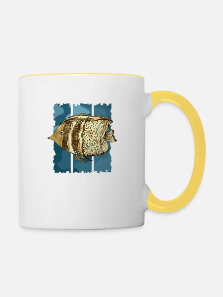 Fisch - Tasse zweifarbig - Weiß/Gelb