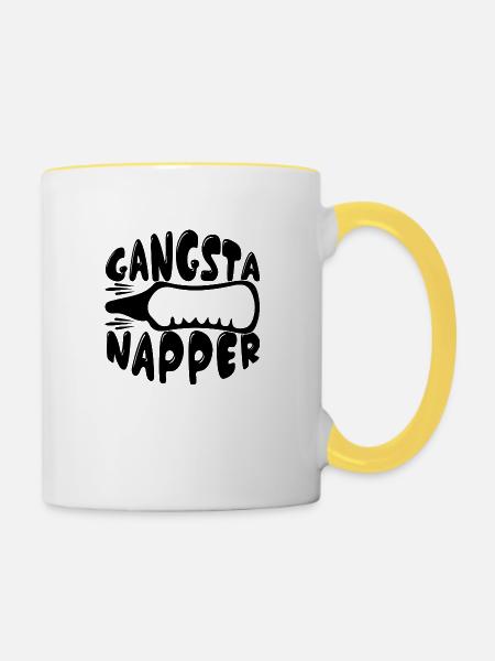 Gangsta Napper - Tasse zweifarbig - Weiß/Gelb