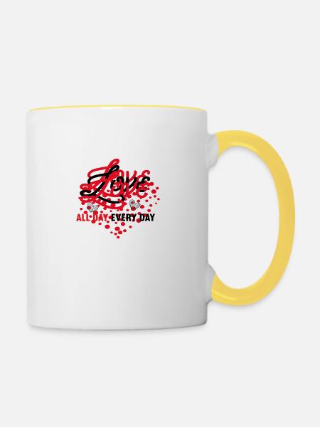 Love All Day Every Day - Tasse zweifarbig - Weiß/Gelb