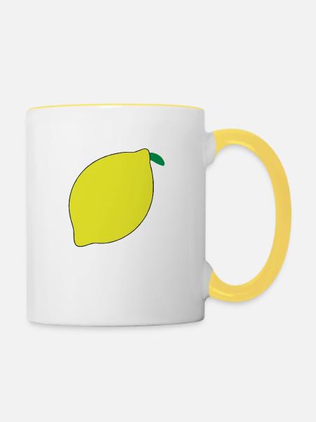 Zitrone Illustration Geschenkidee - Tasse zweifarbig - Weiß/Gelb