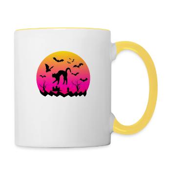 Sunset Cemetery - Halloween - Tasse zweifarbig - Weiß/Gelb - Rechts