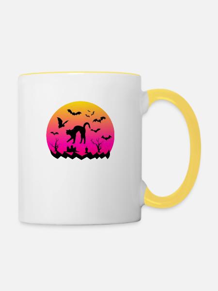 Sunset Cemetery - Halloween - Tasse zweifarbig - Weiß/Gelb