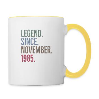 Legende seit November 1985 - Tasse zweifarbig - Weiß/Gelb - Rechts