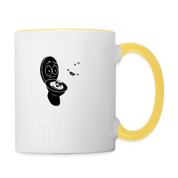 Don't go out there, there's poop out there - Contrasting Mug - white/yellow - Right